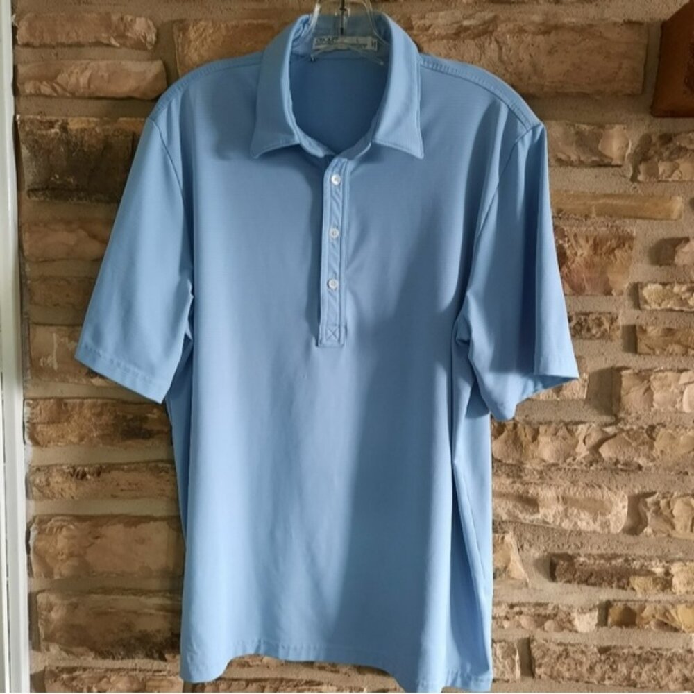 Criquet Men's Polo Golf Shirt Preppy Performance Blue Sz Large